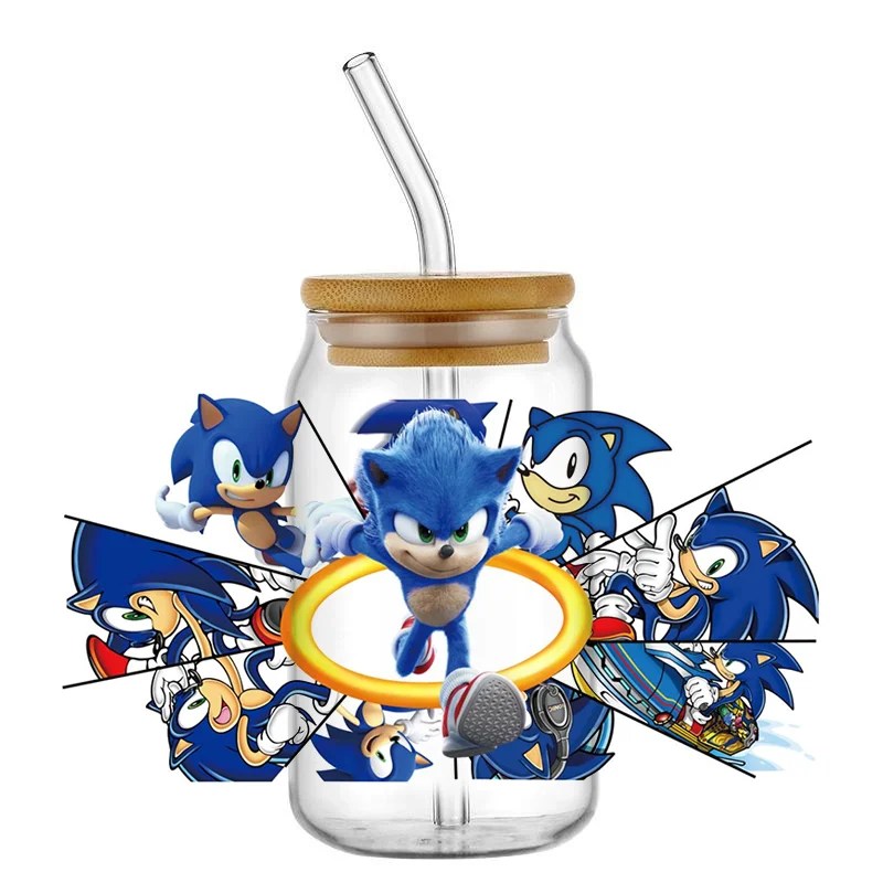 Miniso мультфильм Ежик УФ DTF кружка обертка для 16 унций Libbey Пиво Стекло банка DIY