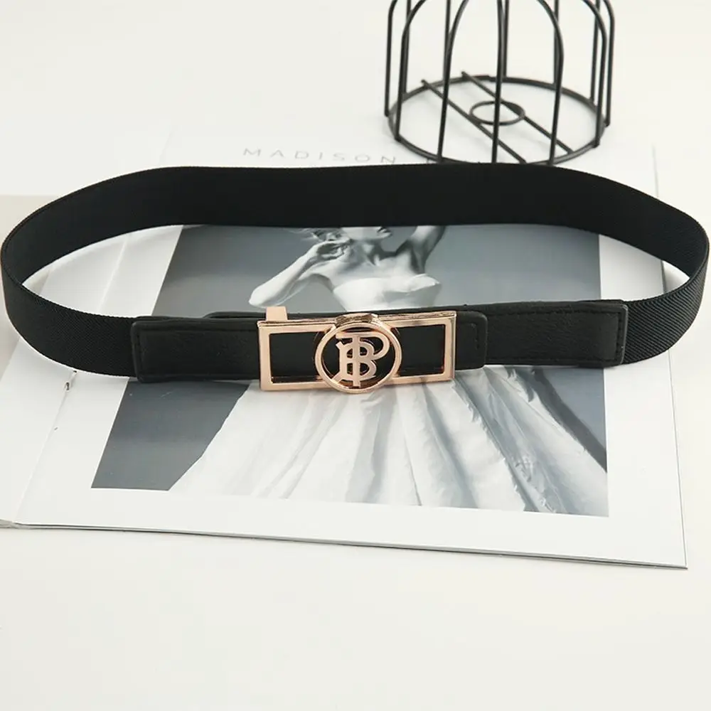 

1Pc Punk For Girls Waist Belts Elastic PU Leather Waistbands with Metal Buckle Elegant Women Dress Coat Decoration