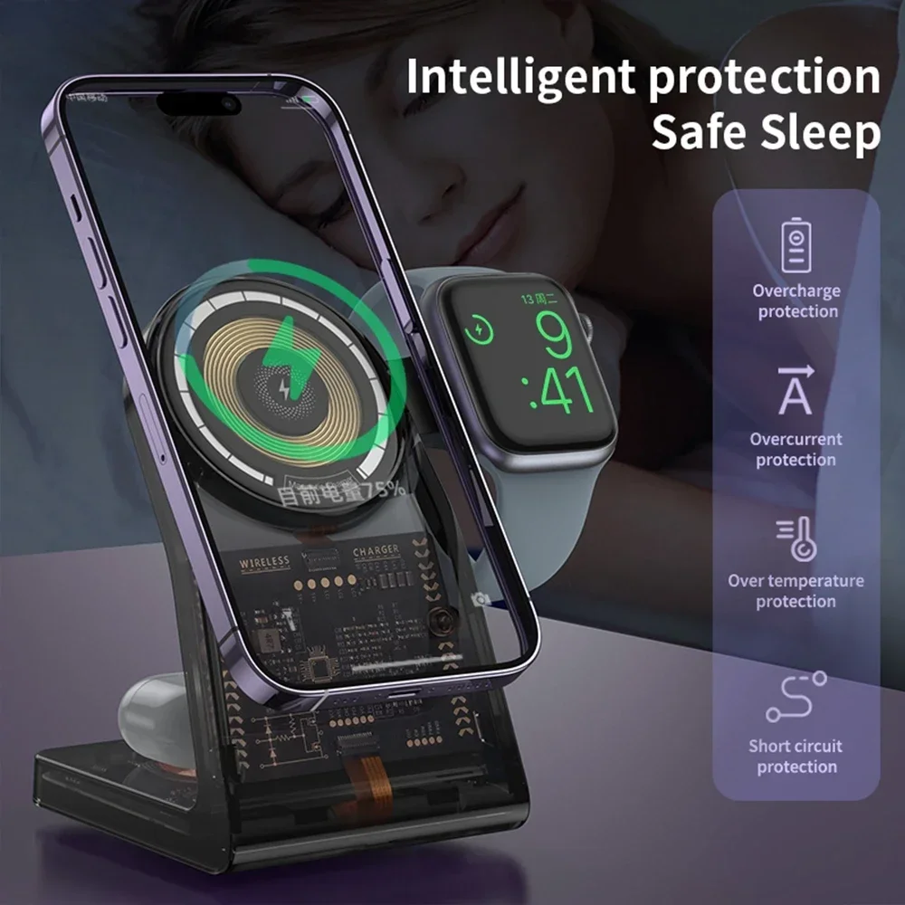 Магнитное Быстрое беспроводное зарядное устройство COLSUR прозрачная оболочка