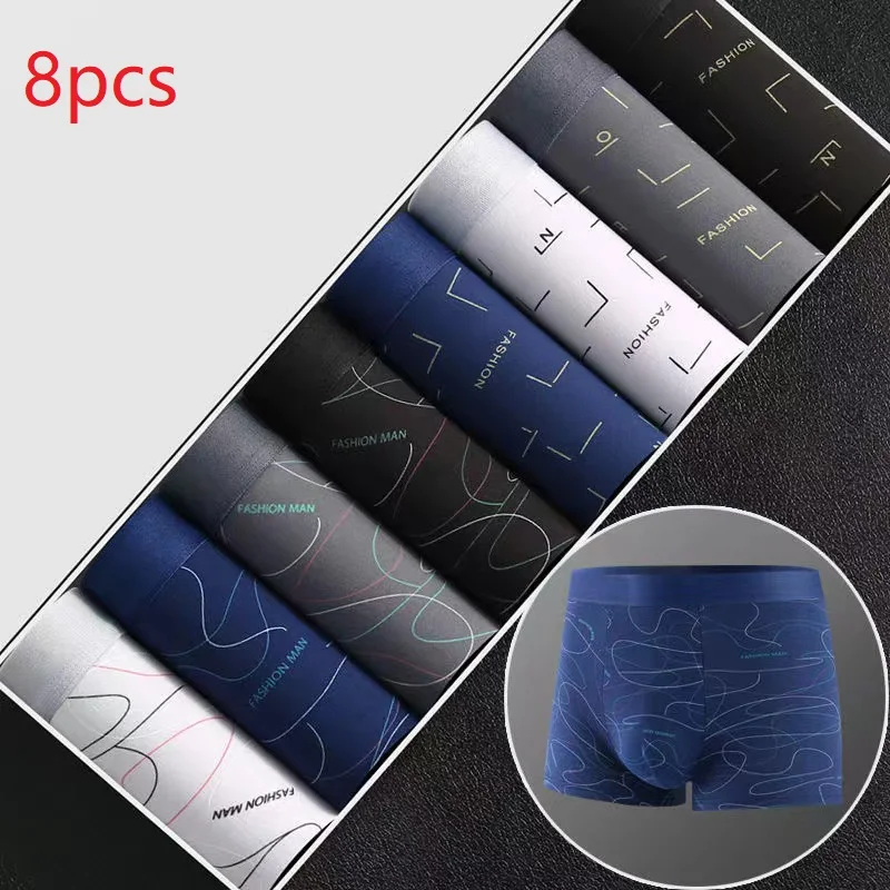 

8pcs/Lot Men's Underwear Polyester Flat Shorts Breathable Oversize Shorts Men's Clothing Loose Male Underpants Good Quality