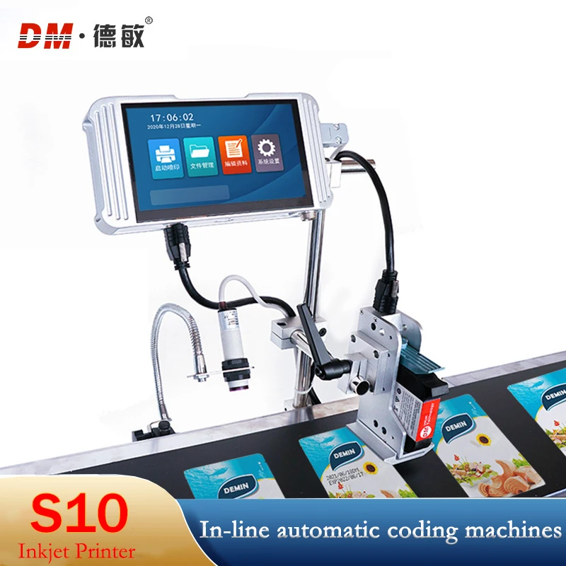 

In-line Inkjet Printer Fully Automatic Hd 600 Dpi Industrial Grade Cpu Production Date Logo Small Package Coding Machine