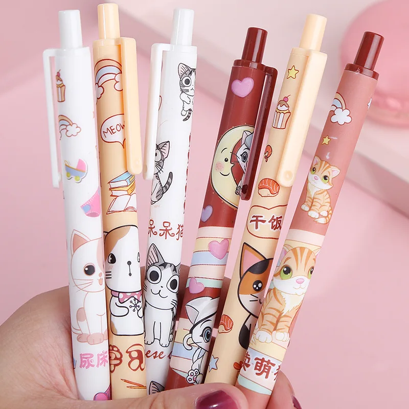 

48 pcs/lot Kawaii Cat Press Gel Pen Cute 0.5mm black ink Signature Pen School Office writing Supplies Promotional Gift