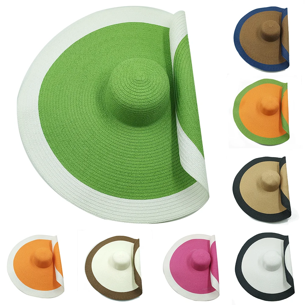 

Hats For Women Men Summer Straw Hat Oversized Wide Brim 60CM Foldable Travel Sun Hat Sunscreen UV Panama Sun Cap Beach Hat