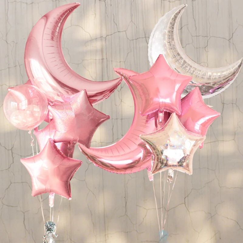 

5pcs 18inch Star Foil Balloons Wedding Party Decoration Supplies 1pc 36inch Baby Shower Birthday Party Moon Foil Helium Balloons