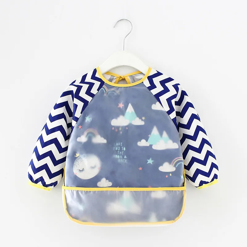 

Children's Overwear Waterproof Long Sleeve Reversible Baby Eating Shirt Apron Cotton Children's Overwear Baby Bib Protector