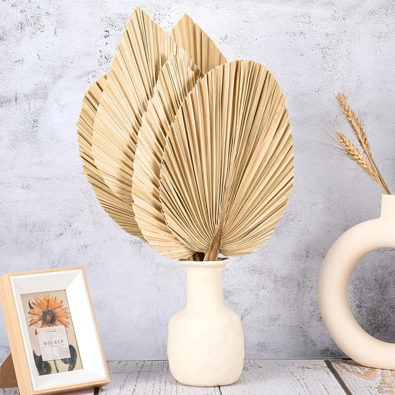 

18PCS Dried Palm Leaves Dried Palm Fronds Decorations For Home Heart And Round Shape Dried Plants Trimmed Boho Palm