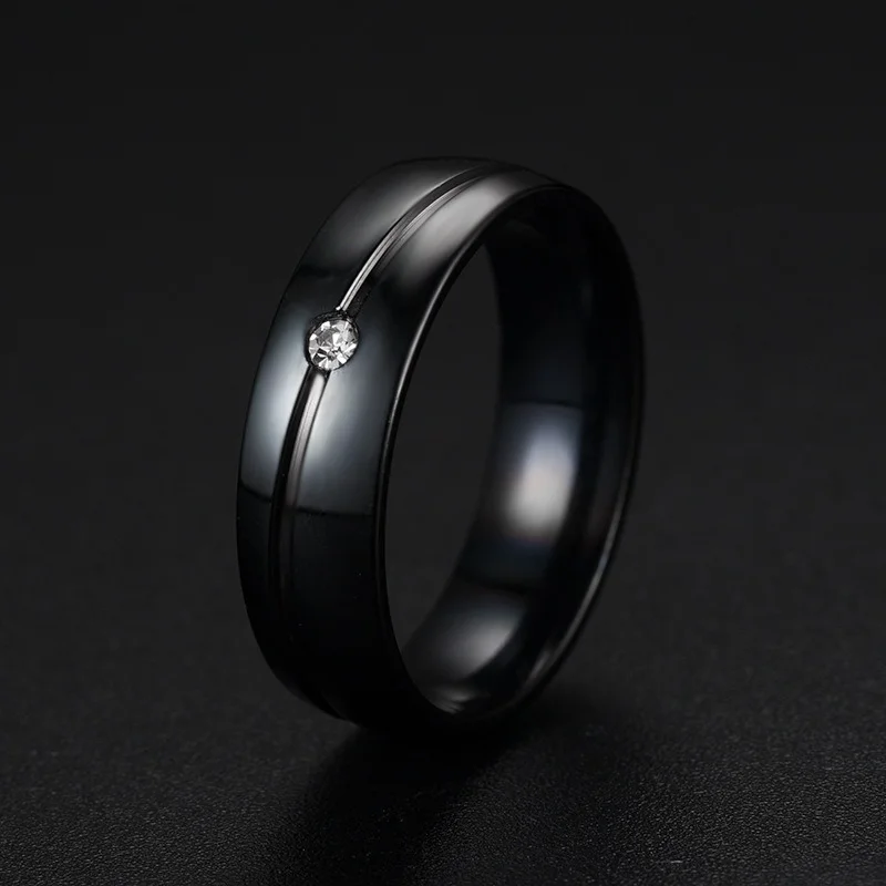 

Fashion Simple Black Steel Ring Holiday Banquet Party Gift Jewelry