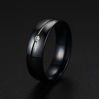 fashion simple black steel ring holiday banquet party gift jewelry