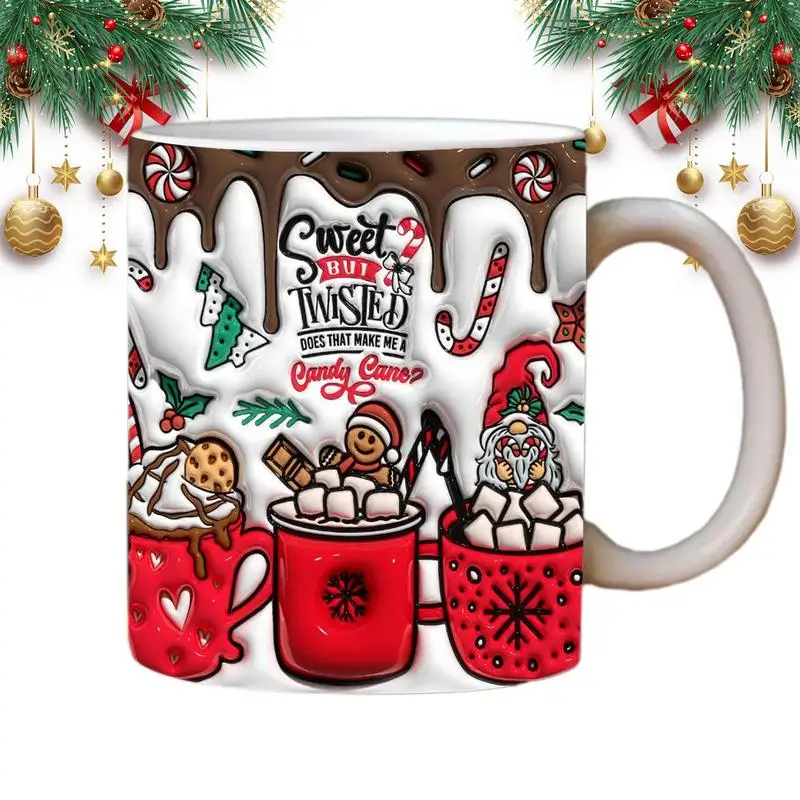 

350ml 3D Christmas Mug Winter Coffee Cup Flat Printed Gingerbread Man Ceramic Cup Novelty Water Cups Gift Drinking coffee mug