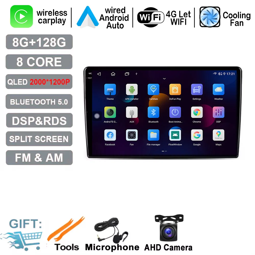 

8-ядерный 4G для Audi A3 8P 2003-2013 BT Автомобильный мультимедийный видеоплеер Android 15 Беспроводной Carplay экран Радио Стерео GPS Navi DSP