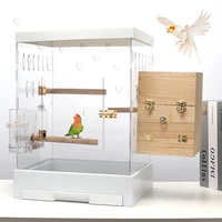miniature acrylic cage little house outdoor travel parakeet portable large cage feeder hut swing jaulas para pajaros birdhouse