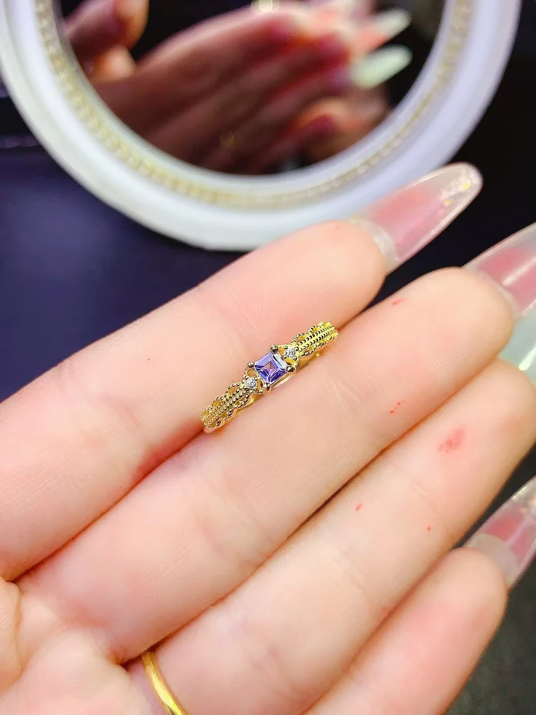 KJJEAXCMY Женское кольцо с натуральным танзанитом S925 чистое серебро изысканная