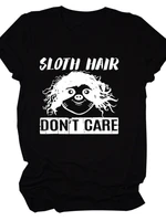 sloth hair dont care print women t shirt short sleeve o neck loose women tshirt ladies tee shirt tops clothes camisetas mujer