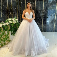 gorgeous ball gown wedding dress for bride sexy sweetheart sleeveless pearls lace tulle robe de mariee corset bridal gown