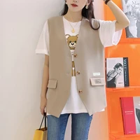 spring autumn women vest korean fashion sleeveless cardigan suit vest cropped top free shipping loose office women wholesale new
