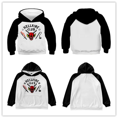 

Adult Kids Stranger cos Things Cosplay Hellfire Club Hoodie 3D Printed Hooded Sweatshirt Casual Streetwear Pullover
