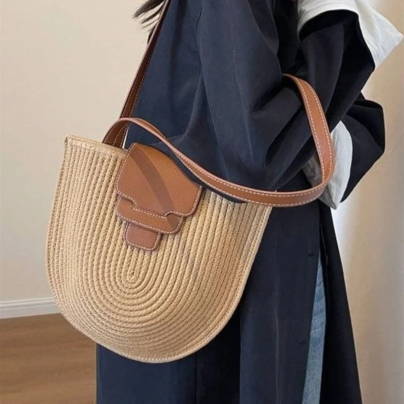 Женская Повседневная Хлопковая сумка с верхней ручкой модная полукруглая