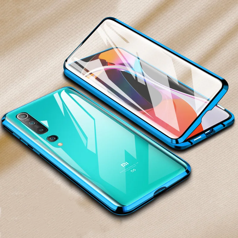 

Magnetic Adsorption Tempered Glass Case for Xiaomi POCO F3 X3 GT NFX X4 CC9 PRO M3 Cover Metal Magnet Protective Full Covera