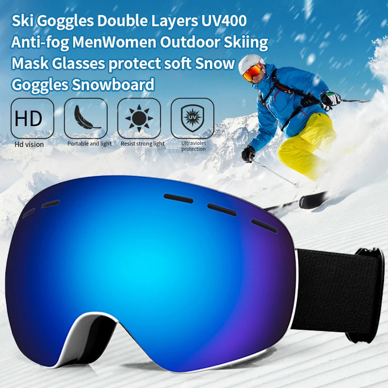 

Ski Goggles Double Layers UV400 Anti-fog Men Women Outdoor Skiing Mask Glasses protect soft Snow Goggles Snowboard
