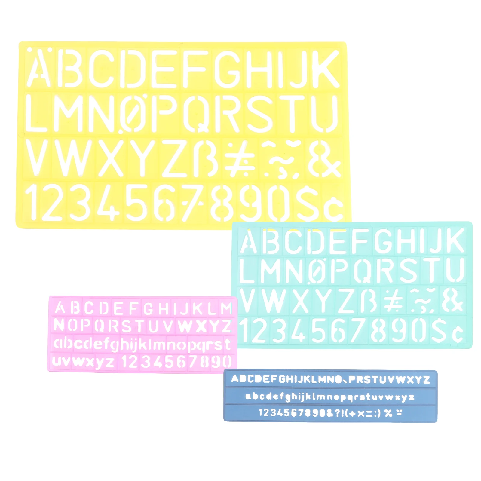 

4 Sets English Letter Digital Template Ruler Diy Plastic Template Ruler for Art Crafts