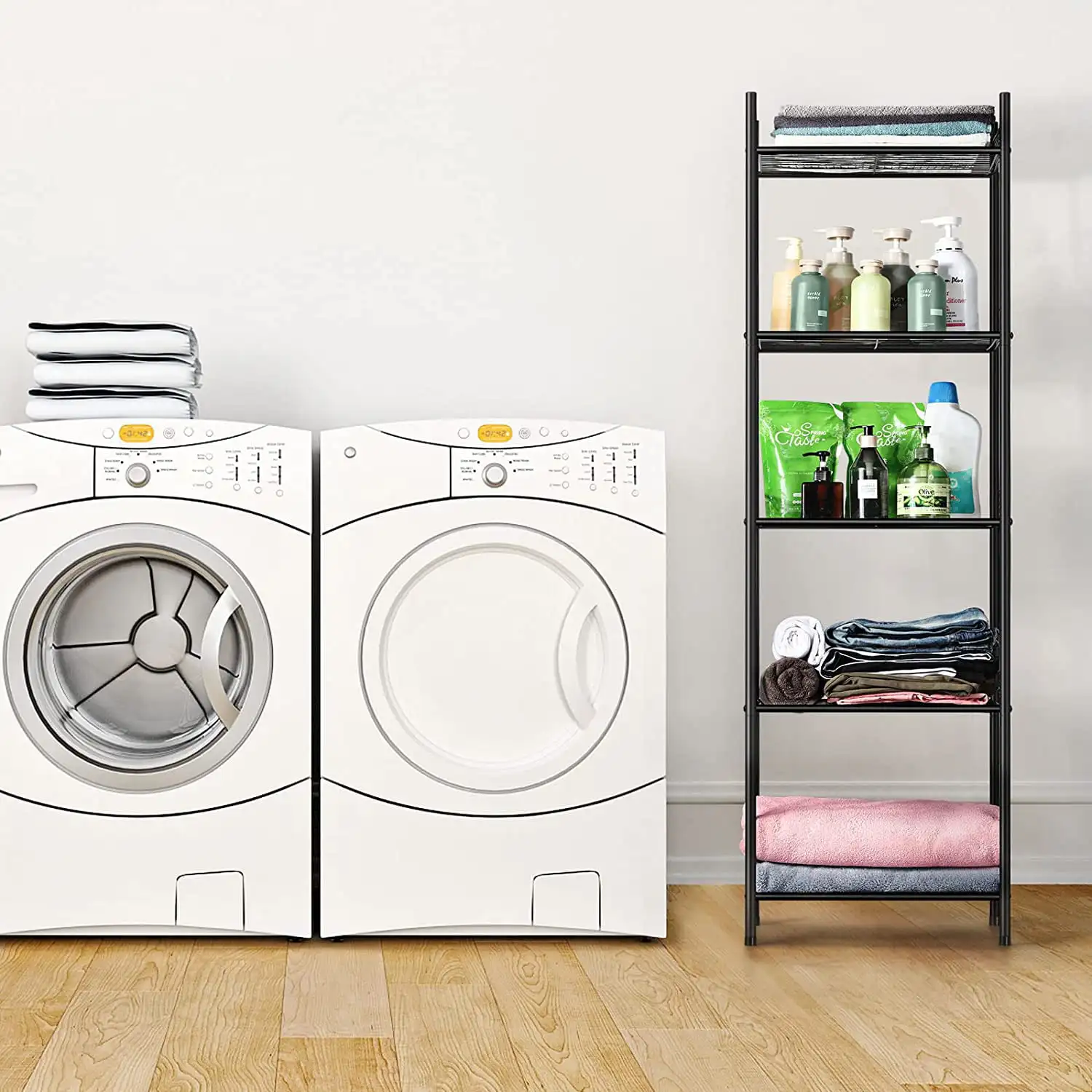 

5 Tier Wire Shelving Unit Metal Storage Organizer Rack, Black, Set of 2