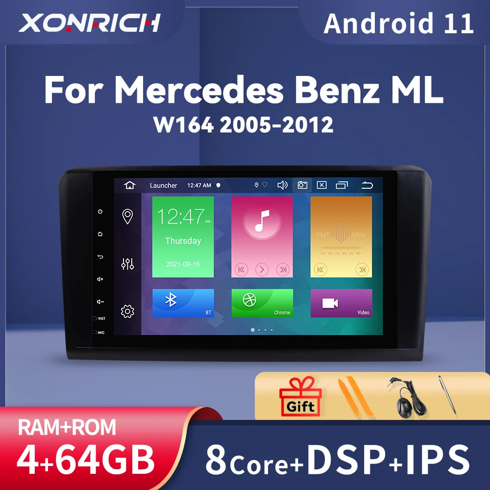 Carplay 4 ГБ Android 11 Автомобильный GPS Мультимедиа для Mercedes Benz ML GL W164 ML350 ML500 GL320 X164 ML280 GL350