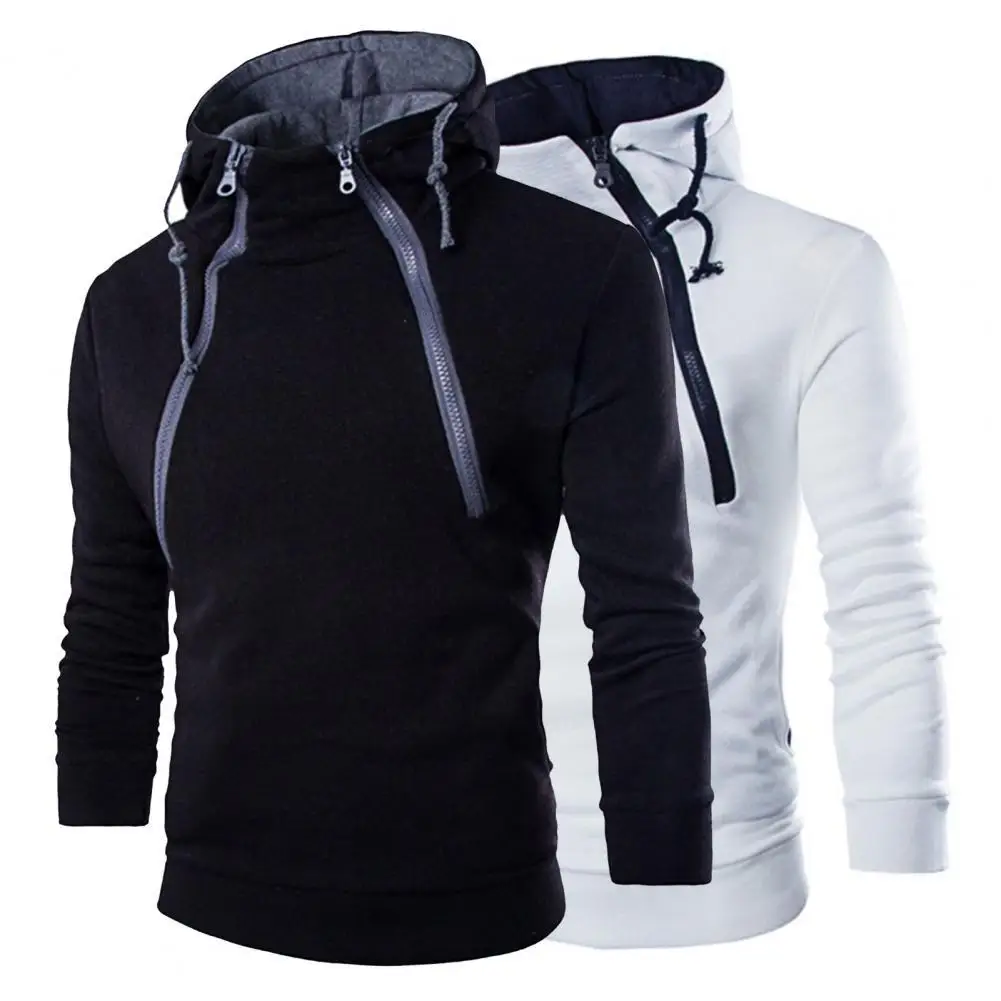 

Men's Hoodie Contrast Colors Drawstring Long Sleeve Casual Pullover Slim Fit Double Zipper Autumn Winner Pullover Hoodie худи