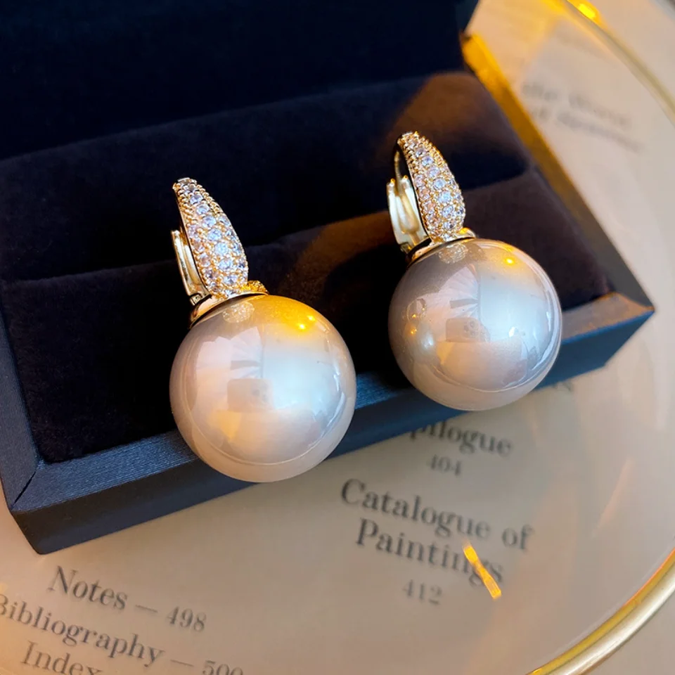 

RAKOL Round Imitation Pearl Party Earrings for Women 2022 New Fashion Korean Dangle Earring INS Trendy Ladys Prom Ear Jewelry