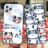 cute pop cartoon cow phone case for iphone 13 pro max 12 11 pro max mini xr xs 8 7 6 plus se 5 anti fall silicone case