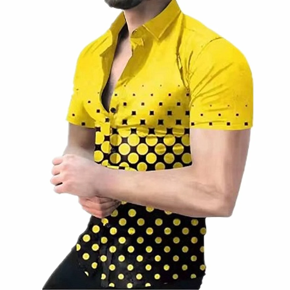 Men's Printed Shirt 3D Men's Summer Lapel Short Sleeve Button-Up Shirt