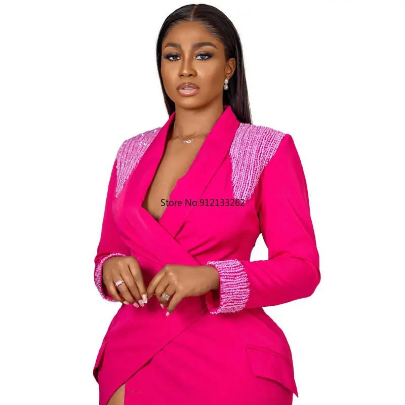 

Африканские платья для женщин, вечерние Дашики, одежда с длинным рукавом, розово-красное Макси-платье, женская одежда