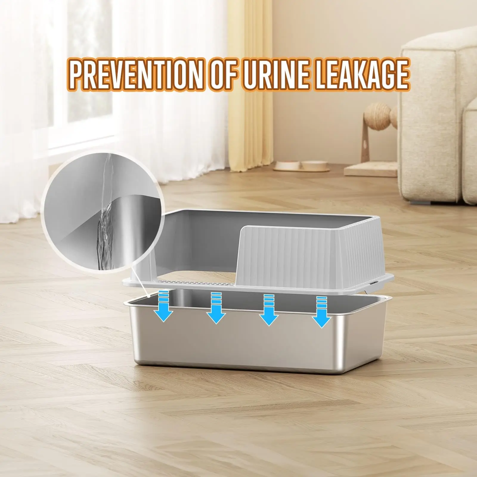 Контейнер для кошачьего туалета из нержавеющей стали антипригарный бокс с