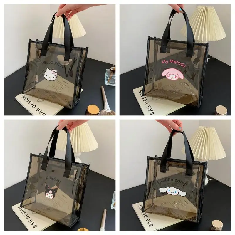 

Cartoon Kawaii Transparent Printing Handbag Girls Large Capacity Waterproof Storage Cosmetic Bag Washing Bag Outdoor Fitness Bag