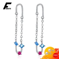 trendy 925 silver jewelry drop earrings inlaid zircon gemstone geometric shape earring for women wedding party gift accessories