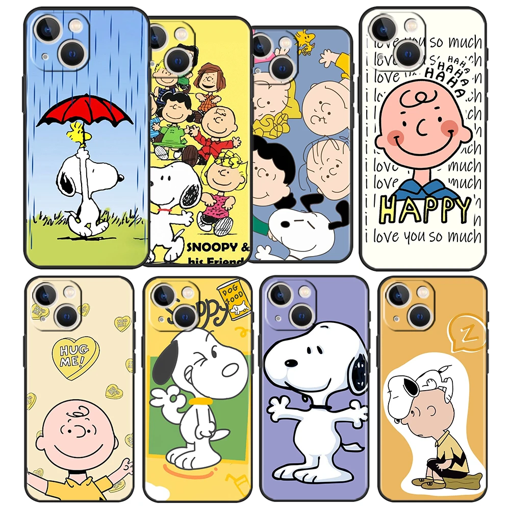 

Hot Anime Snoopy Boys For Apple iPhone 13 12 11 Pro Max Mini XS Max X XR 8 7 6 Plus 5S SE2020 Soft Black Phone Case Coque Capa