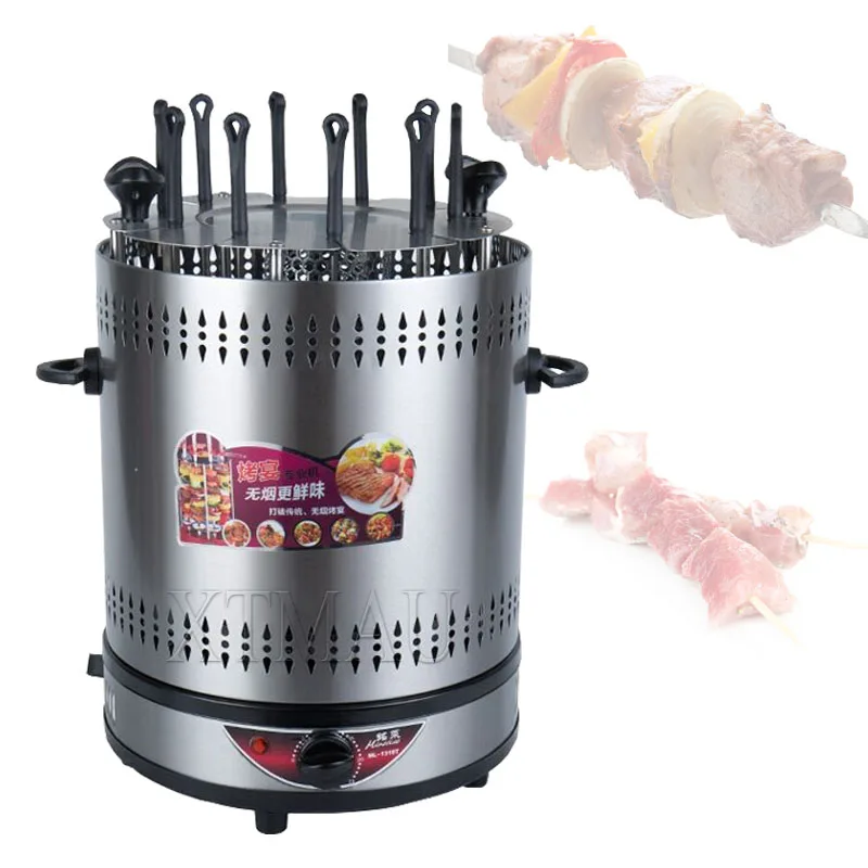 

6 Sticks Stainless Steel Electric Smokeless Kebab Machine Vertical BBQ Meat Rotary Kebab Skewer Grill Making Machine