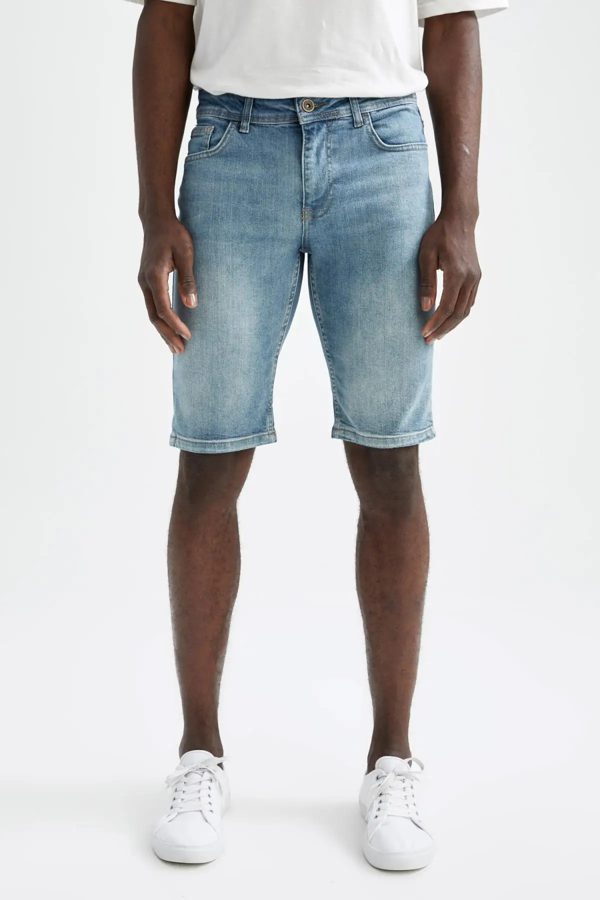 DeFacto Сезон лето Мужская джинсовые зауженные джинсы Бермуды короткие уличная