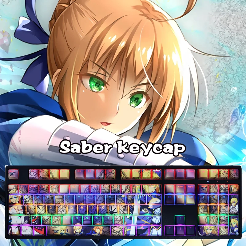 

108Keys Fate/stay Night Keycaps Keyboard Accessories Caps Oem Height Pbt Altria Pendragon Saber Cosplay Keycap Otaku Gifts
