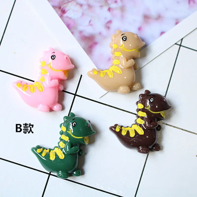 100 шт. кавайные Мультяшные животные динозавры из смолы с плоской задней стороной