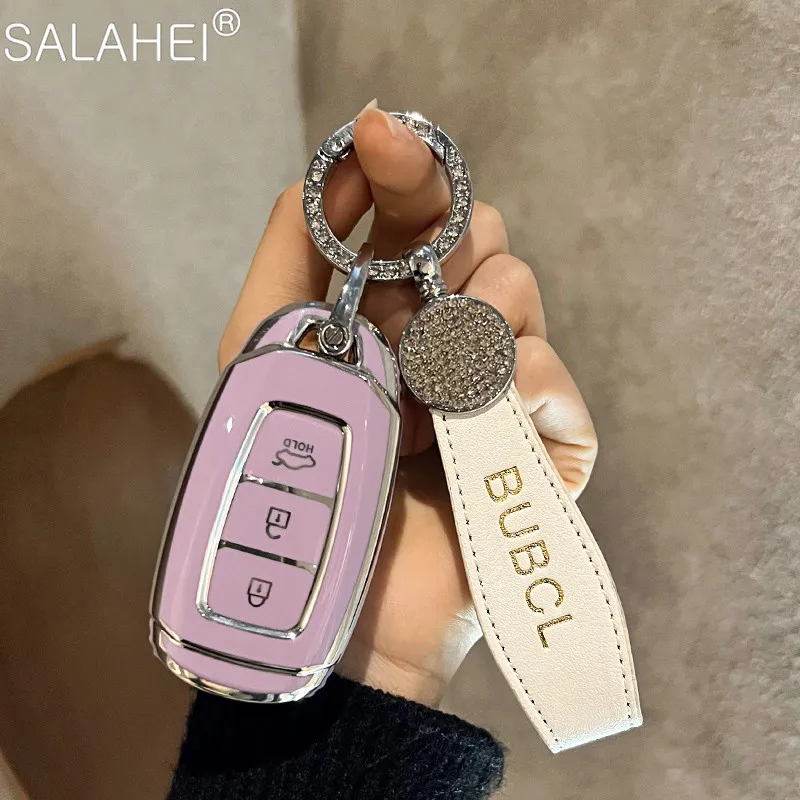 

TPU Car Key Case Cover Full Protection Shell Keychain For Hyundai Kona Solaris I30 IX35 IG NX4 Tucson Fe Santa Azera Accessories