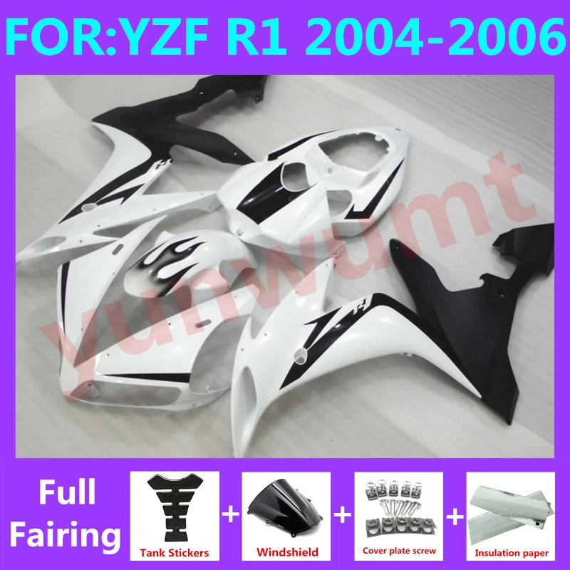 

NEW ABS Motorcycle Injection full Fairing Kit fit For YZF R1 2004 2005 2006 YFZ-R1 04 05 06 Bodywork Fairings kits black white