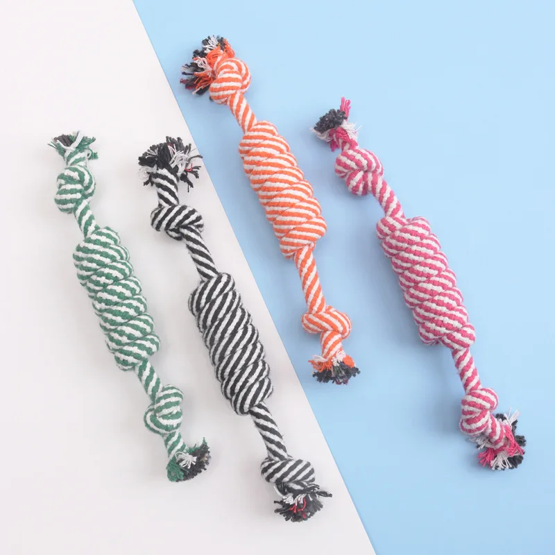 

Pet Woven Cotton Knot Rope Biting Toy Candy Anti Molar Tooth Cleaning