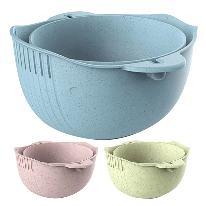 

2-In-1 Kitchen Strainer/Colander & Double Drain Basket For Fruits Vegetable Cleaning Washing Mixing