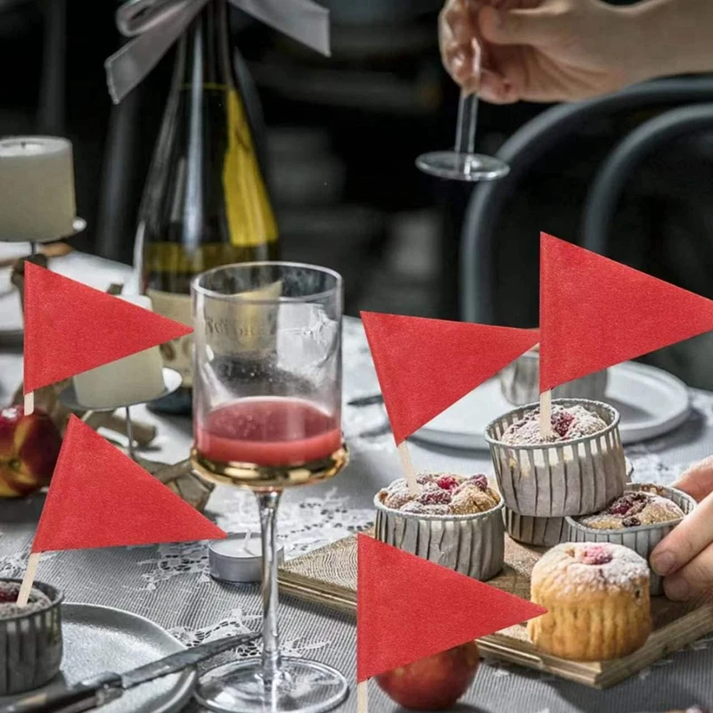 100 шт. однотонные Красные флаги для зубочисток маленькие красные палочки