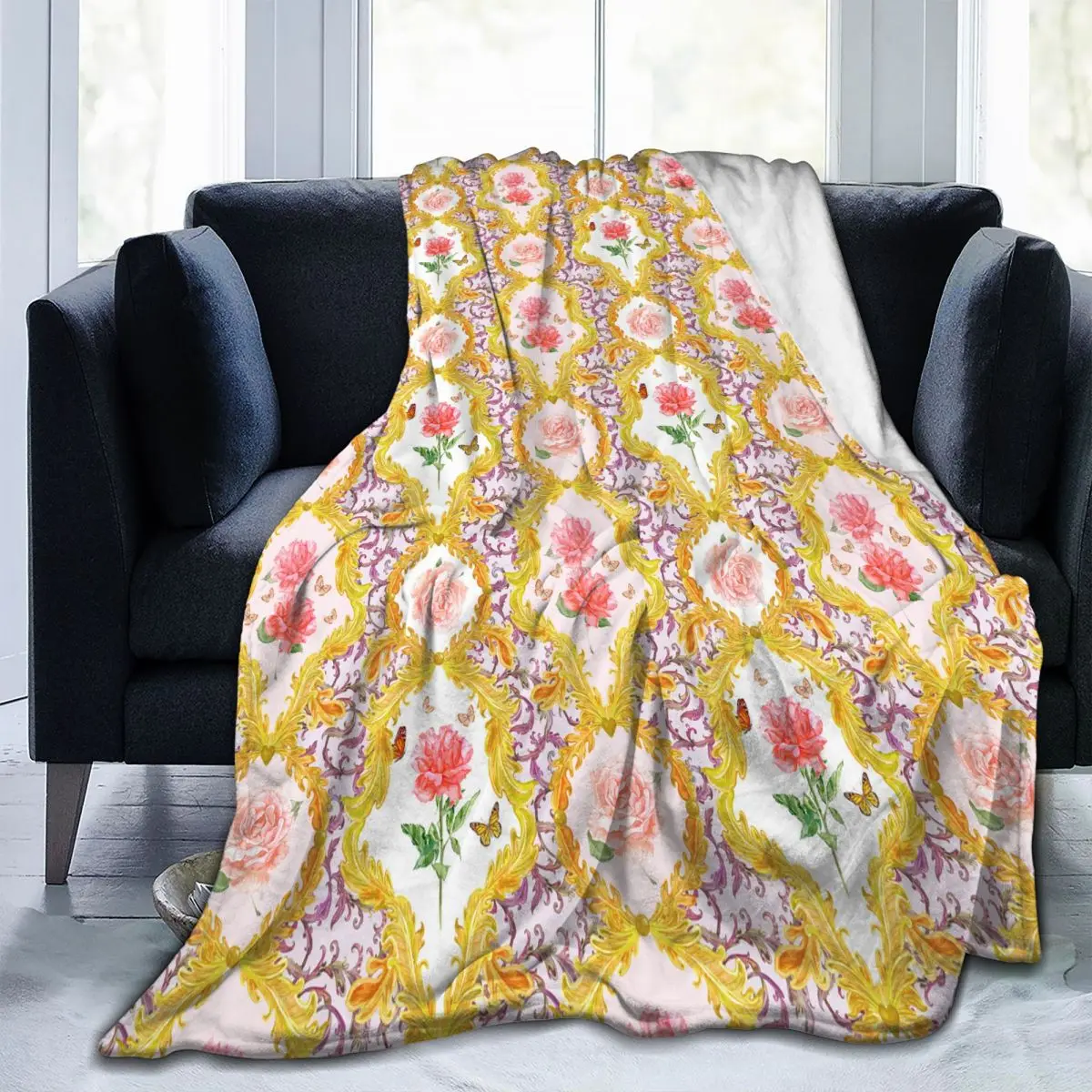 

Мягкое теплое Флисовое одеяло, зимнее покрывало для дивана с розовыми розами и бабочками, светильник кое тонкое Фланелевое Одеяло 3 размера ...