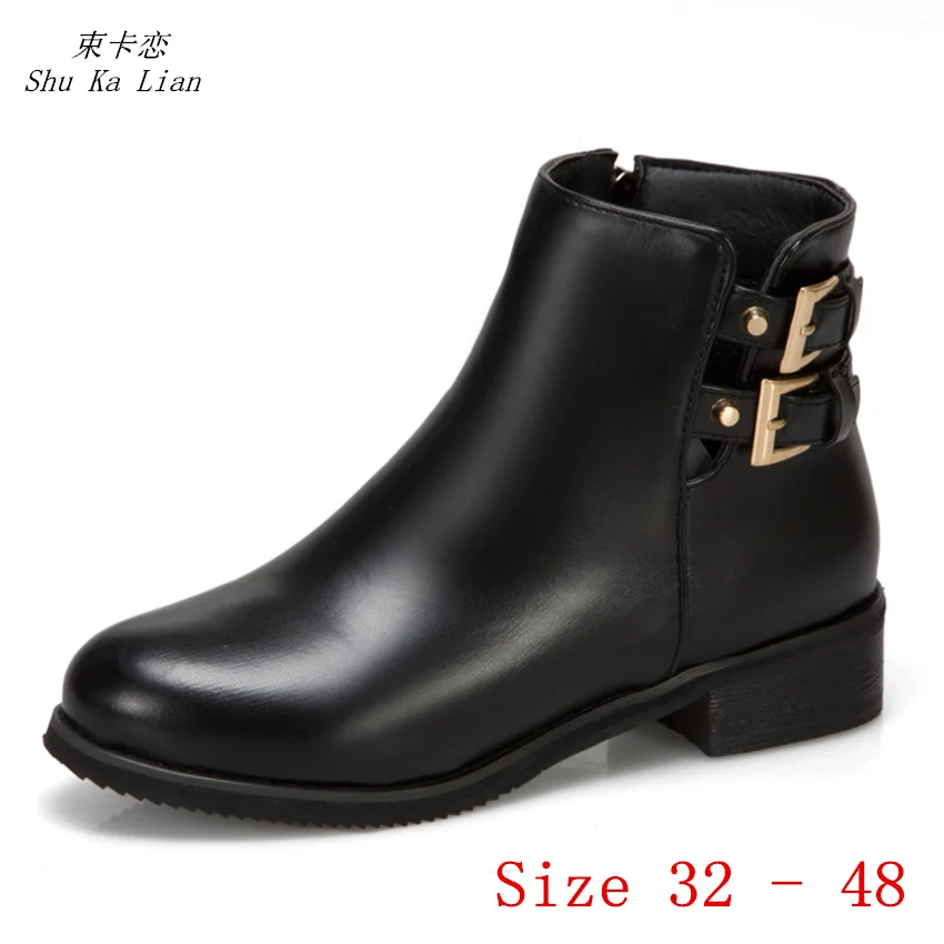 

Spring Autumn Low Heels Woman Ankle Chelsea Boots Women Casual Shoes Low Heel Short Boots Small Plus Size 32 - 48