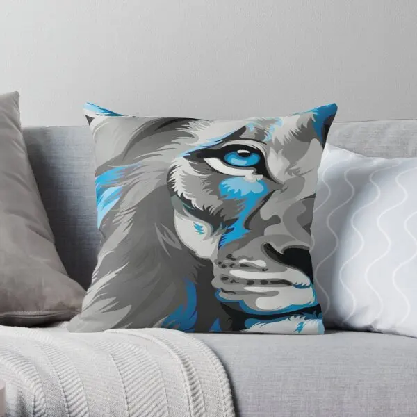 

Blue Lion Printing Throw Pillow Cover Square Wedding Sofa Car Hotel Waist Decorative Throw Office Bedroom Pillows not include