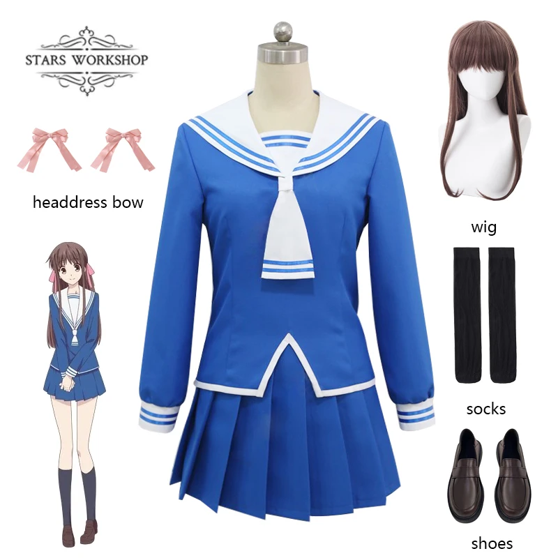 

Костюм для косплея из аниме «корзина с фруктами» Tohru Honda, школьная форма JK Girl, женская юбка, матросский костюм, костюм на Хэллоуин, карнавальн...