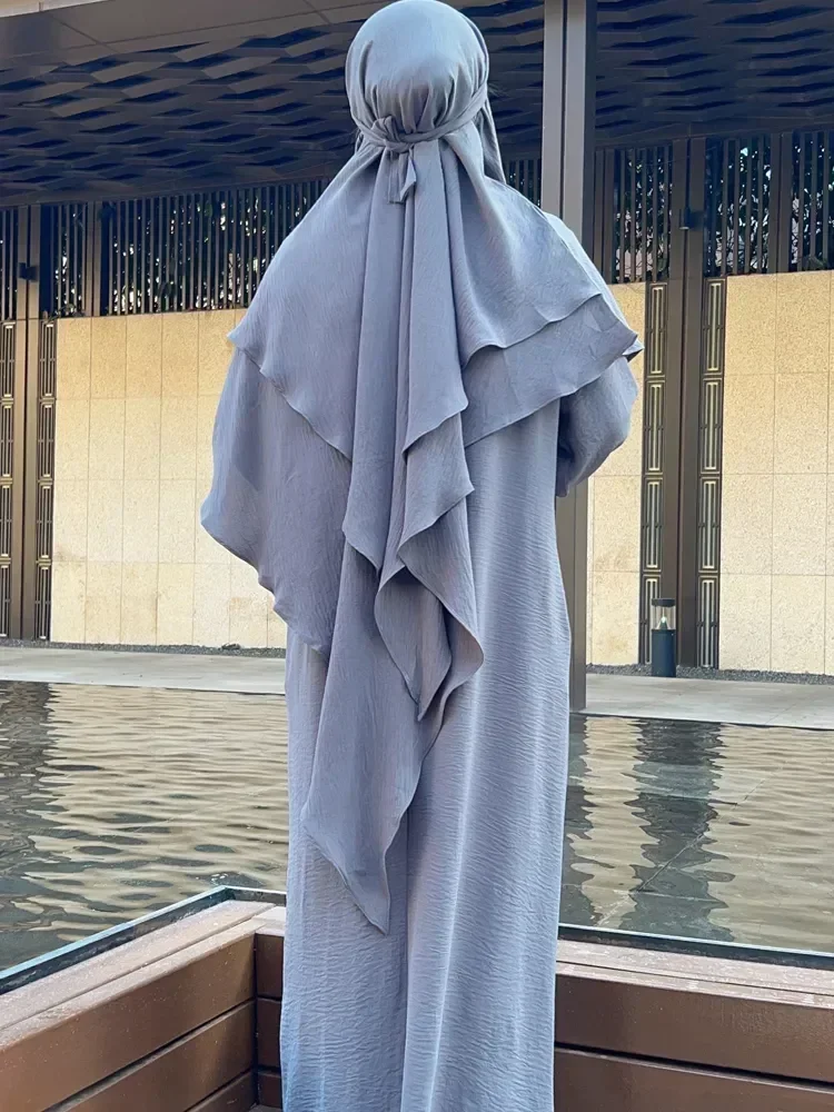 2-слойный длинный химар шарф-хиджаб мусульманская молитвенная одежда козы для