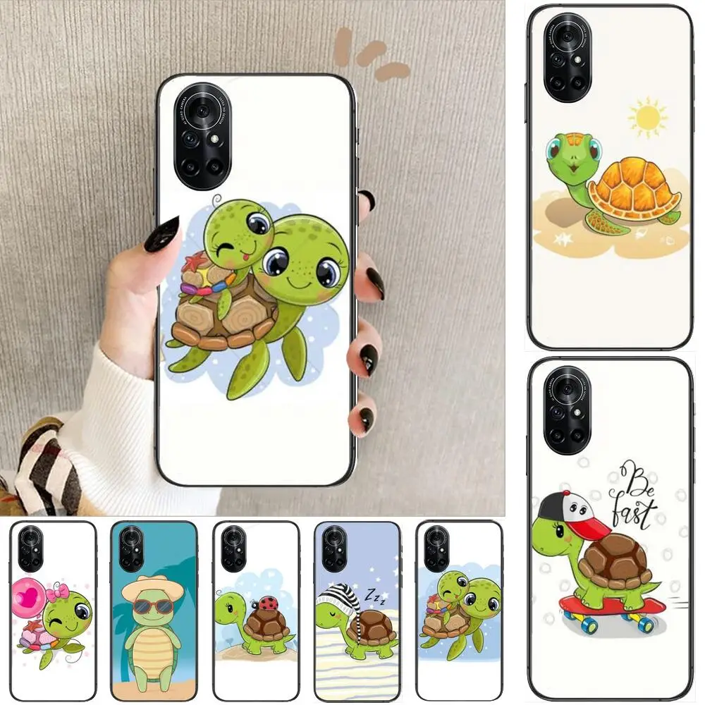 

Cartoon Sea Turtle Tortoise Clear Phone Case For Huawei Honor 20 10 9 8A 7 5T X Pro Lite 5G Black Etui Coque Hoesjes Comic Fas